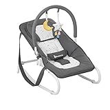 Badabulle Easy Moonlight Babywippe, mit integrierter Kopfsttze, 5-fach verstellbarer Rckenlehne, abnehmbarem Spielbogen und Sitzbezug
