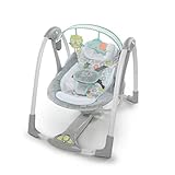 Ingenuity, Hugs & Hoots zusammenklappbare und tragbare Babyschaukel mit 5 Schaukelgeschwindigkeiten, 8 Melodien, Lautstrkeregulierung und abnehmbarem Spielzeugbgel